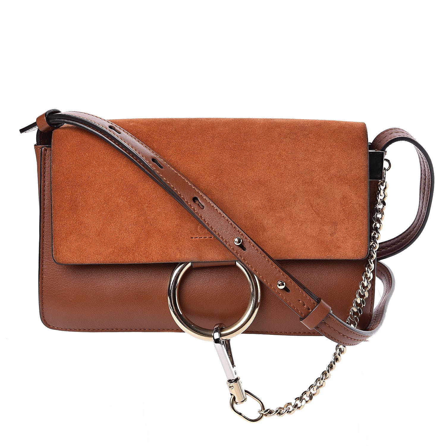 Chloe Suede Calfskin Small Faye Shoulder Bag Tobacco 1 of 11