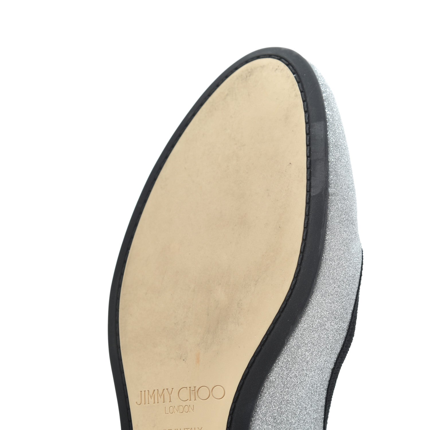 Jimmy Choo Dusty Glitter Ballet Flats 37 Silver 16 of 17