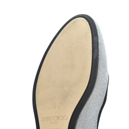 Jimmy Choo Dusty Glitter Ballet Flats 37 Silver 16 of 17