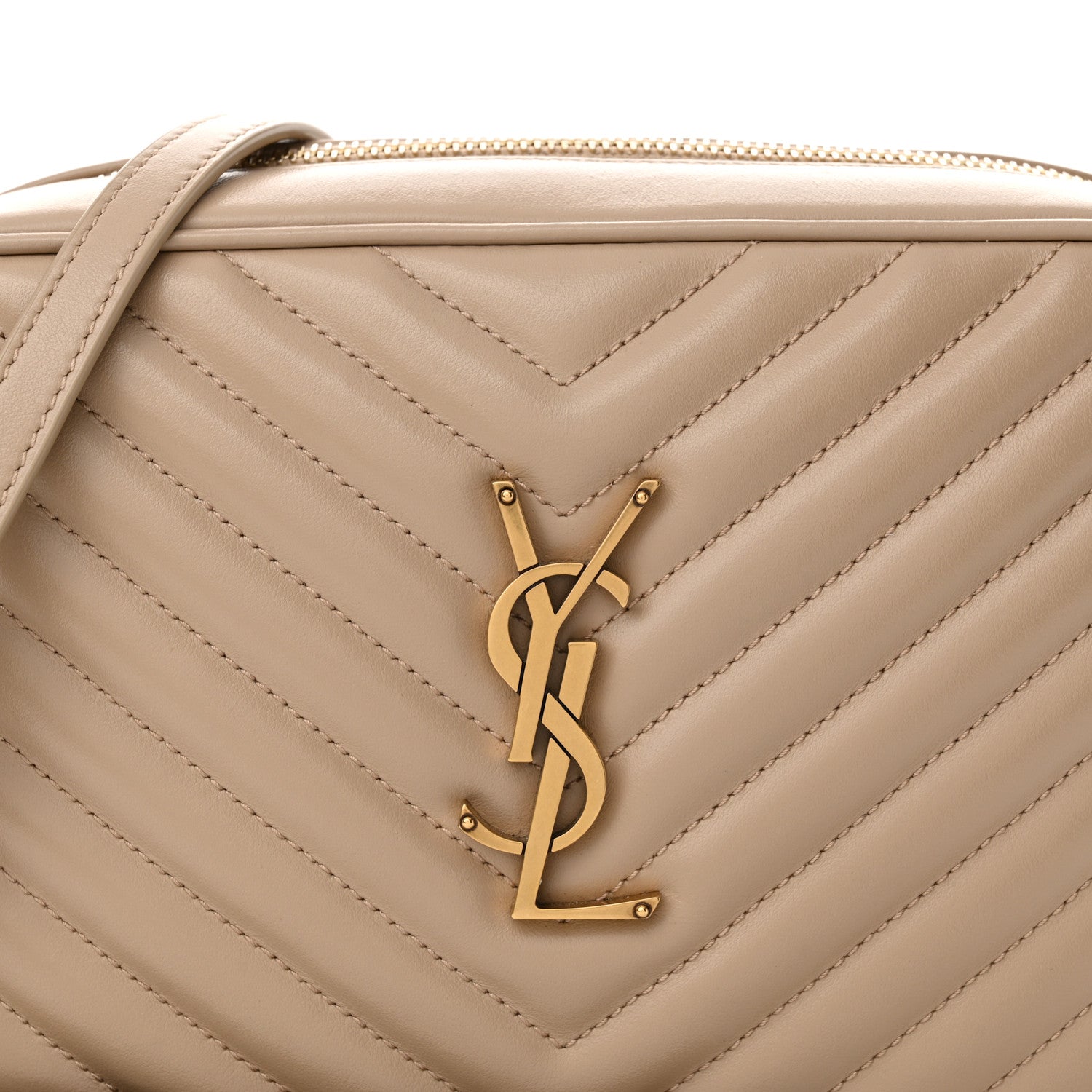 Saint Laurent Calfskin Matelasse Monogram Lou Camera Bag Dark Beige 8 of 11