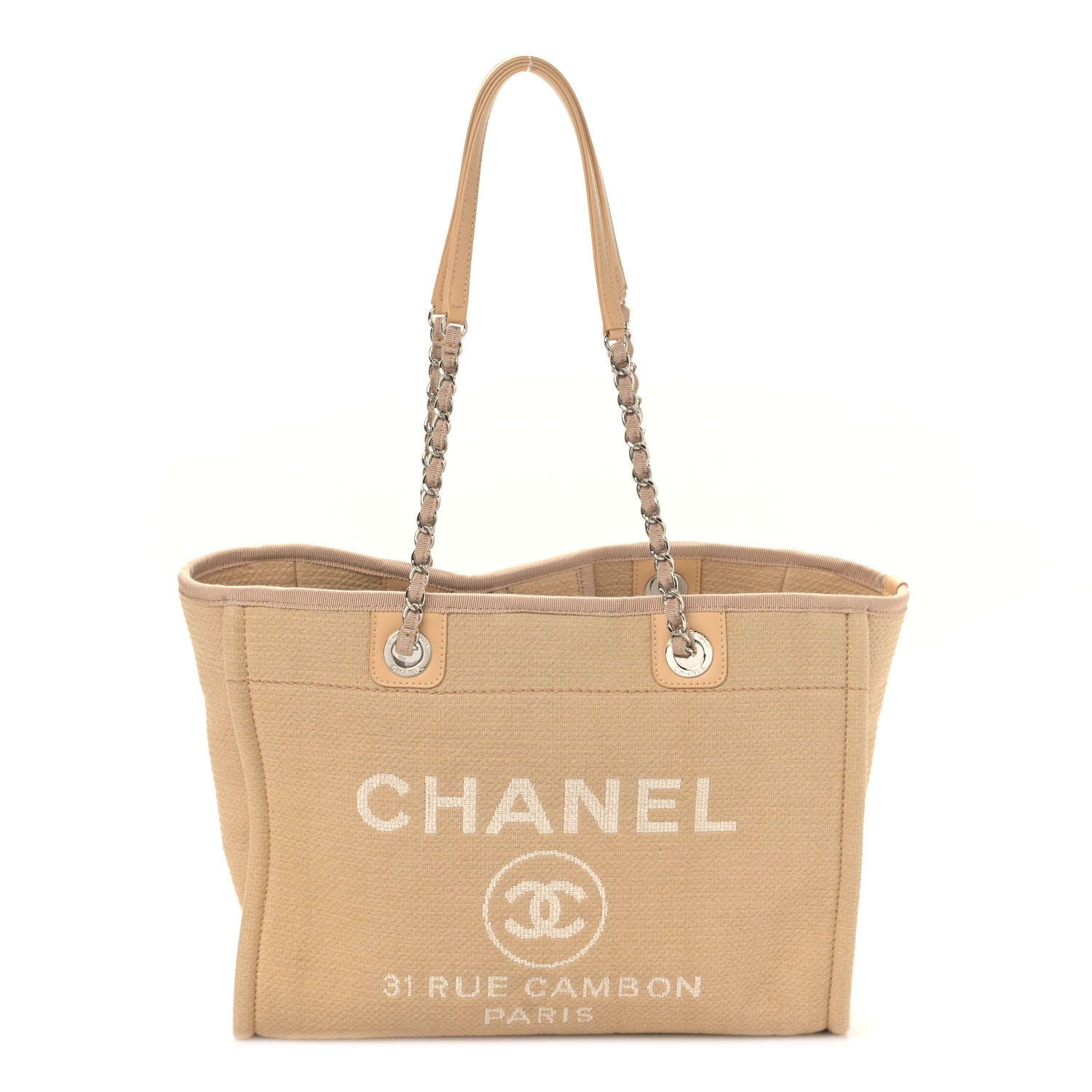 Chanel Mixed Fibers Small Deauville Tote Beige 3 of 10