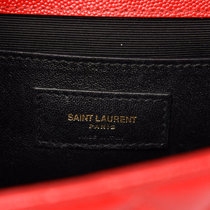 Saint Laurent Grain De Poudre Textured Mixed Matelasse Triquilt Medium Monogram Satchel New Red 8 of 10