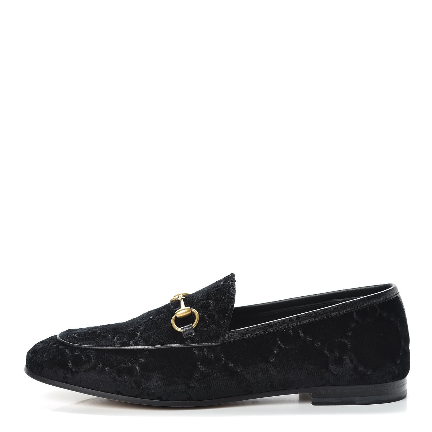 Gucci Velvet GG Monogram Horsebit Womens Jordaan Loafers 38.5 Black 1 of 14