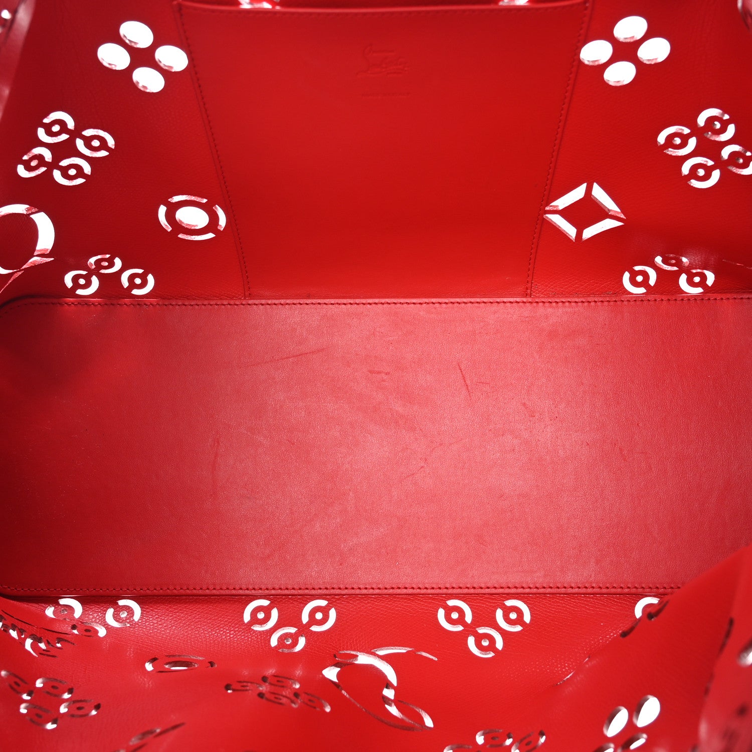 Christian Louboutin Calfskin Perforated Large Loubinthesky Cabarock Spikes Tote Snow 5 of 9