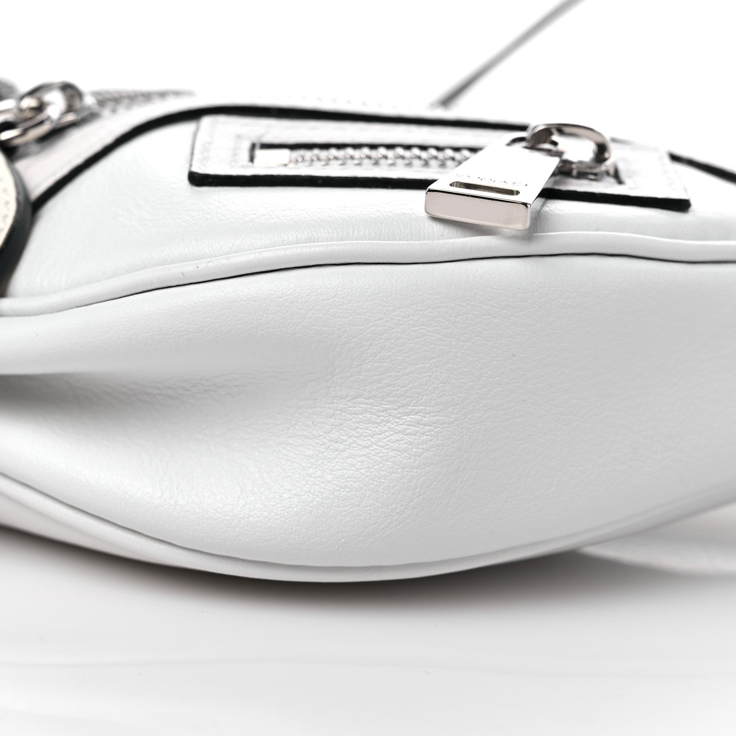 Versace Calfskin Mini Repeat Zip Hobo White 8 of 8