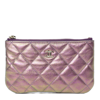 Chanel Iridescent Lambskin Quilted Small Cosmetic Case Purple 1 of 8