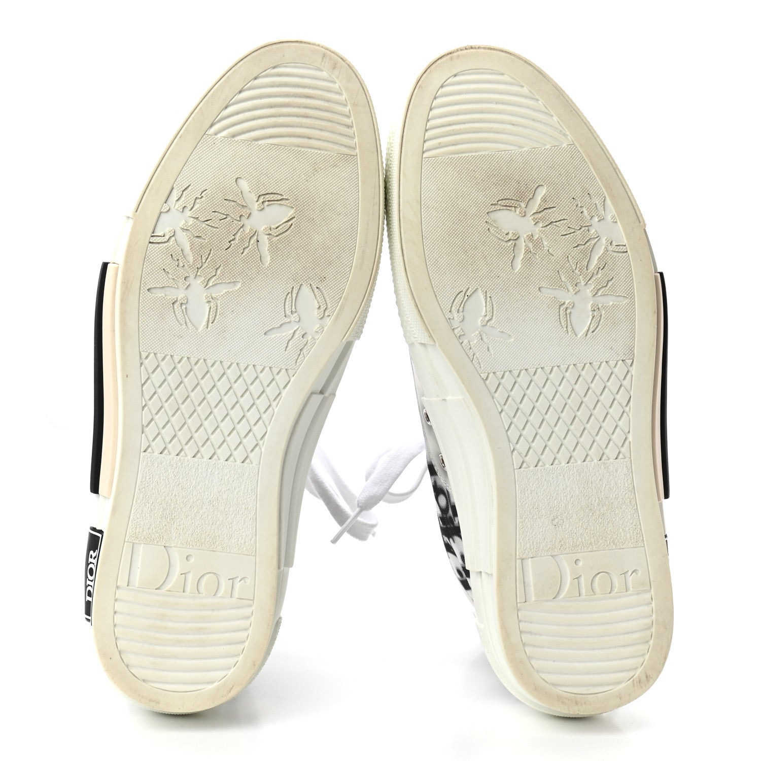 Christian Dior Technical Canvas Oblique Mens B23 High Top Sneakers 38 White Black 5 of 9