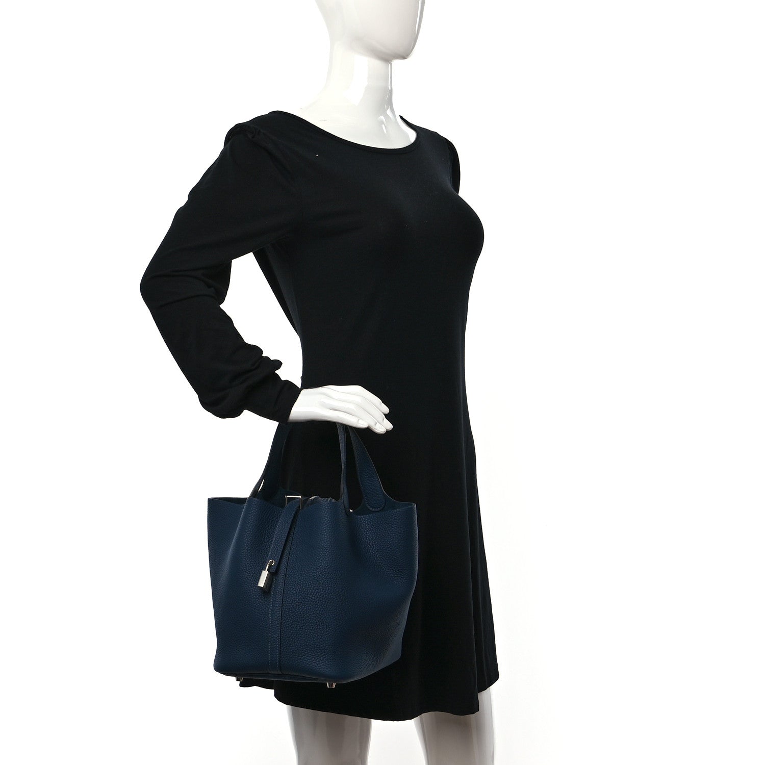 Hermes Taurillon Clemence Picotin Lock 22 MM Bleu de Prusse 2 of 9