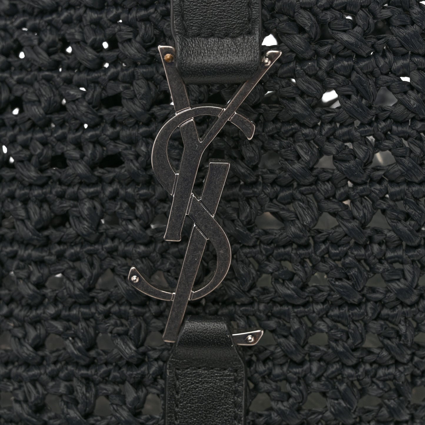 Raffia Monogram Le 5 A 7 Medium Tote Black