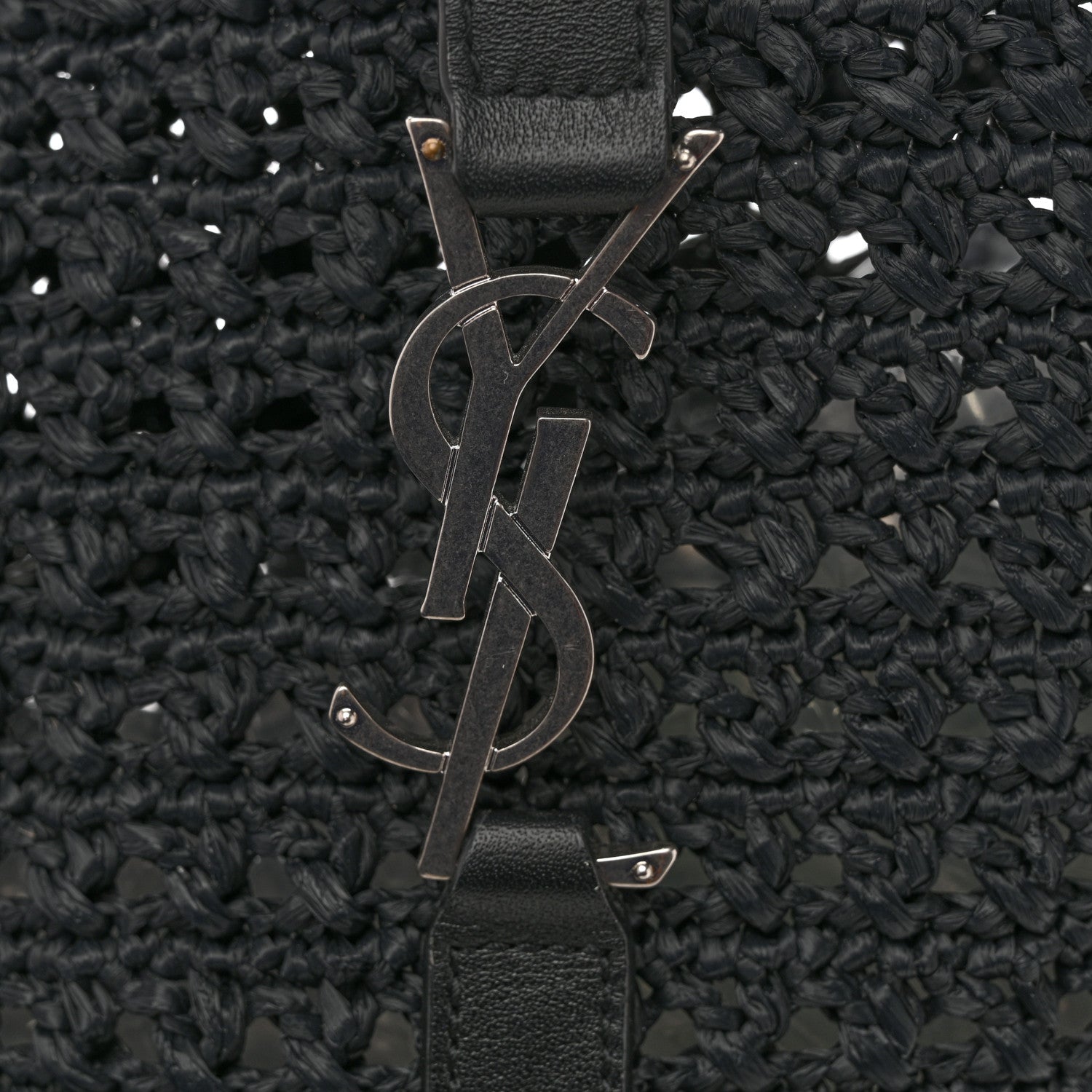 Saint Laurent Raffia Monogram Le 5 A 7 Medium Tote Black 11 of 11