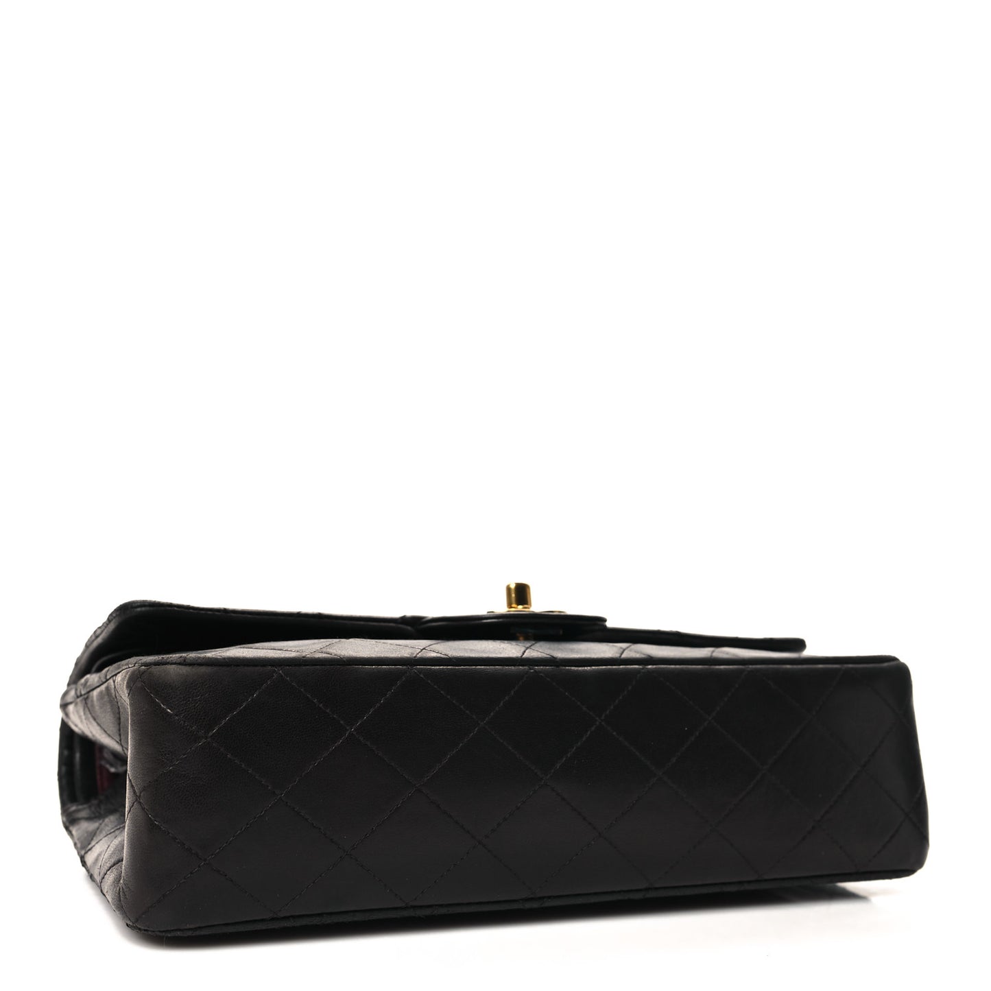 Lambskin Quilted Medium Double Flap Black