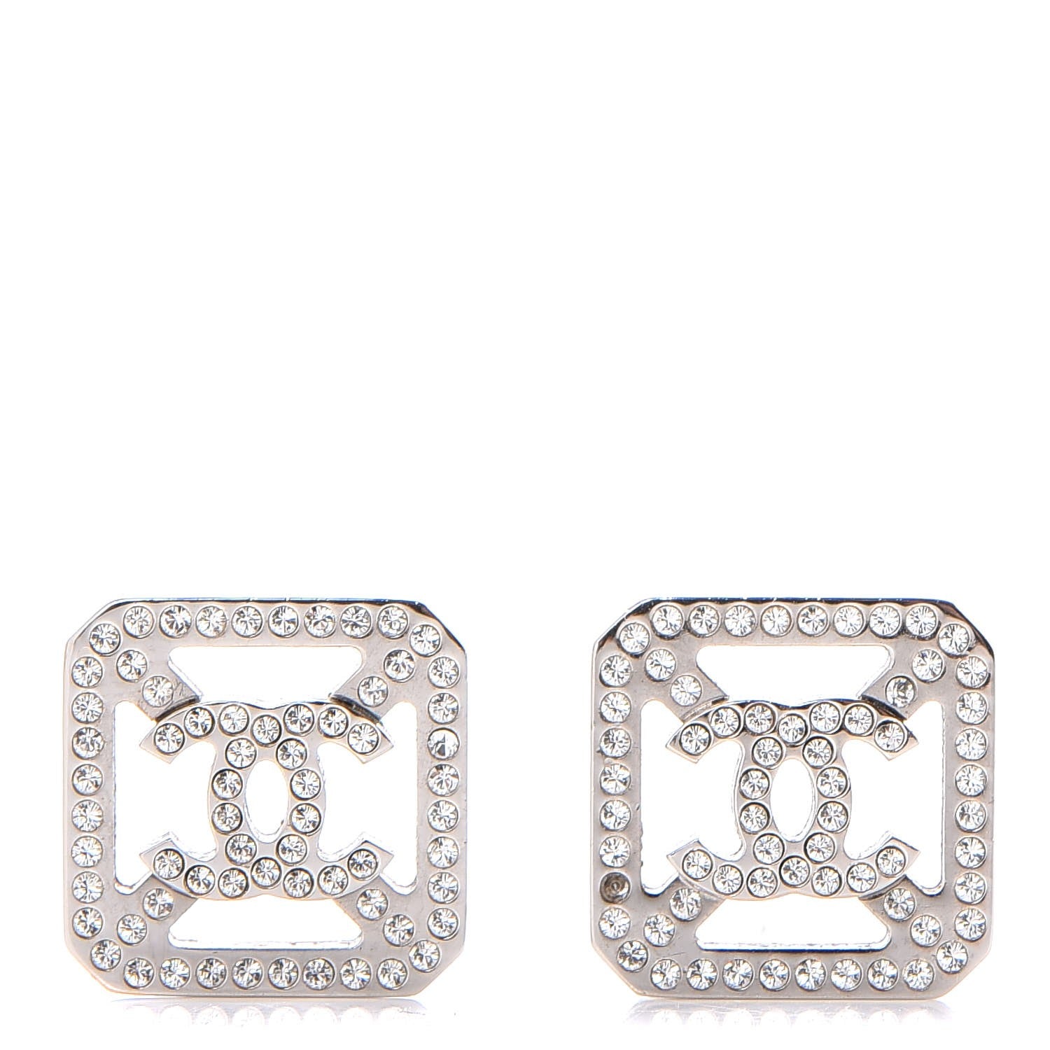Chanel Crystal CC Earrings Silver 1 of 9