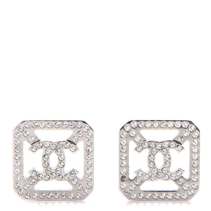 Chanel Crystal CC Earrings Silver 1 of 9