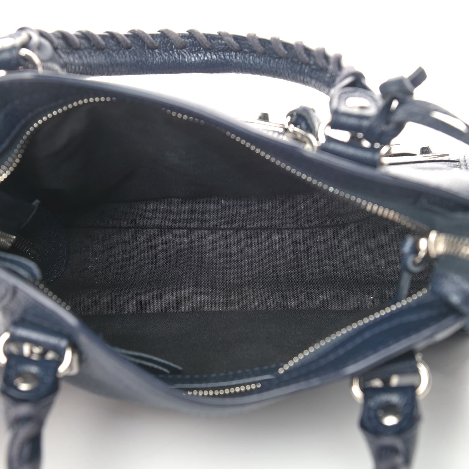 Balenciaga Chevre Silver Metallic Edge Hardware Mini City Bleu Nuit Dark Sea 4 of 4