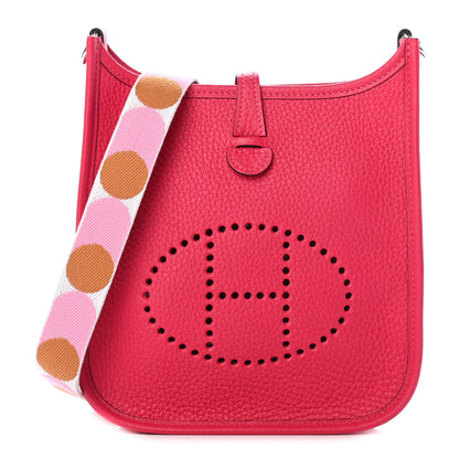 Hermes Taurillon Clemence Flipperball Sangle Evelyne TPM Framboise 1 of 8