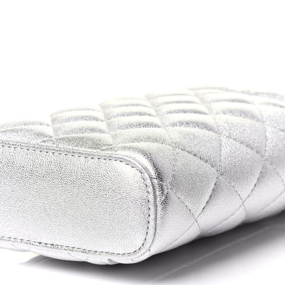 Chanel Metallic Lambskin Quilted Phone Holder With Chain Silver 9 of 12