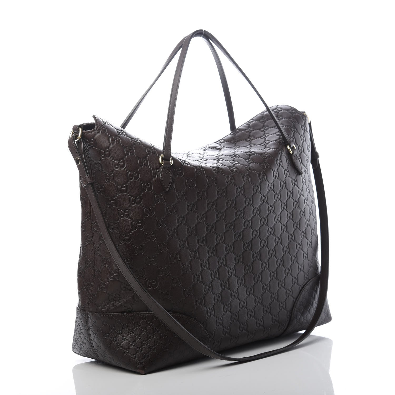 Gucci Guccissima Large Bree Foldover Tote Chocolate 3 of 13