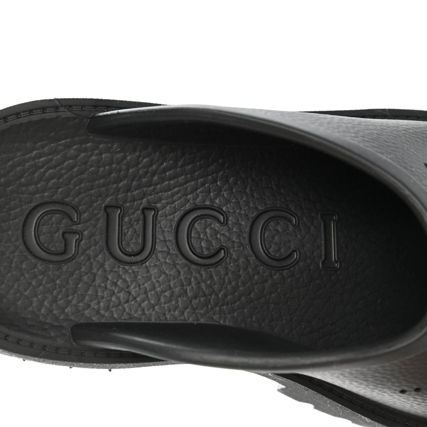 Rubber GG Monogram Perforated Elea Platform 55mm Lug Sole Sandals 38 Black