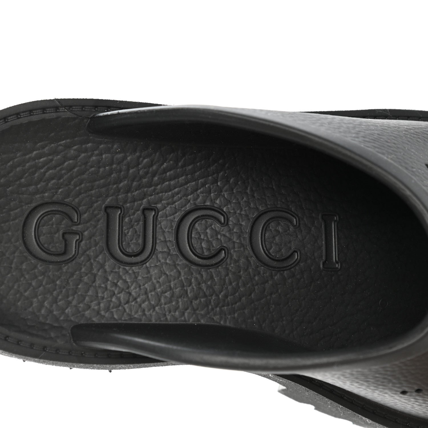 Gucci Rubber GG Monogram Perforated Elea Platform 55mm Lug Sole Sandals 38 Black 7 of 9