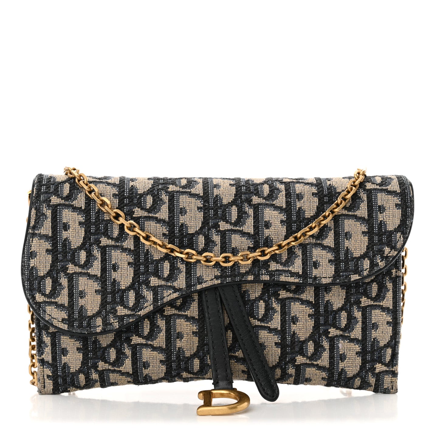 Oblique Saddle Chain Long Wallet Blue