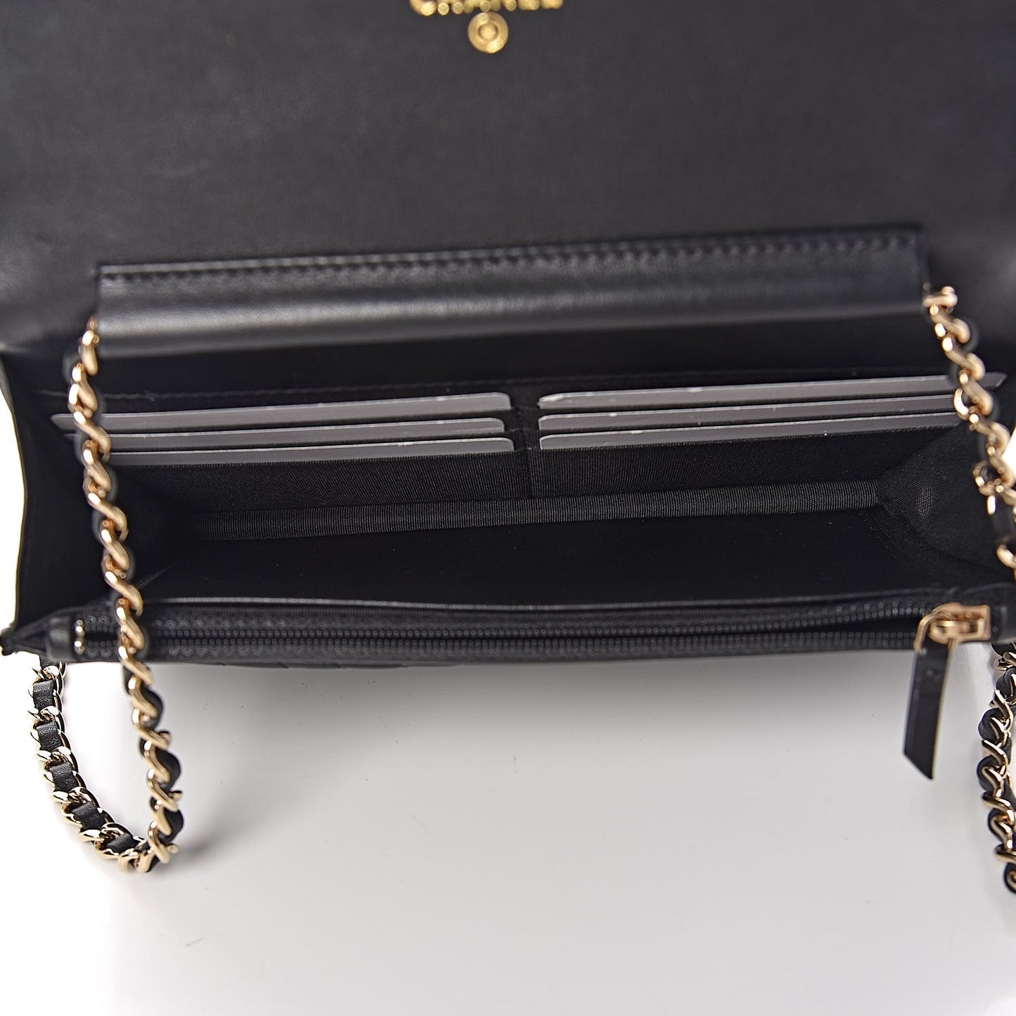 Calfskin Chevron Boy Wallet On Chain WOC Black