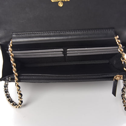 Chanel Calfskin Chevron Boy Wallet On Chain WOC Black 5 of 13