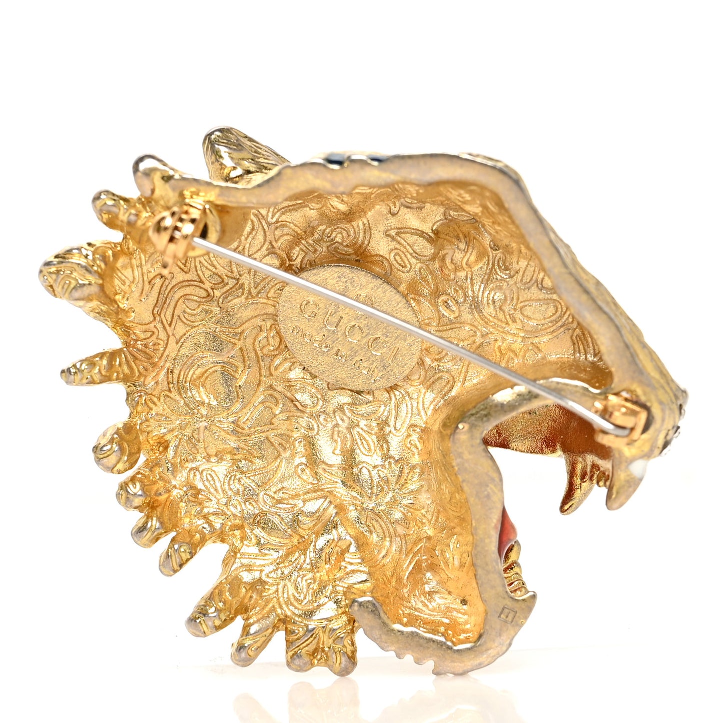Metal Crystal Rajah Brooch Gold