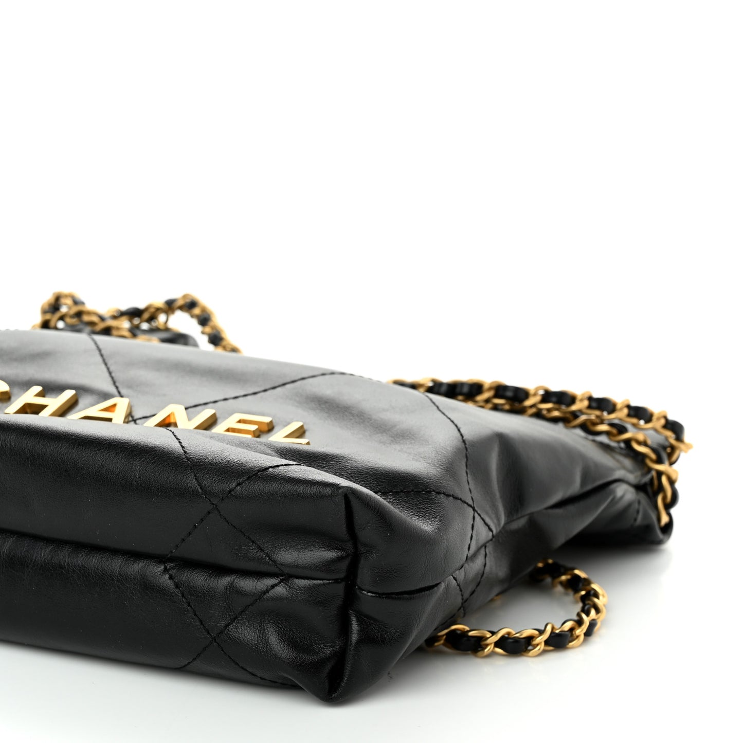 Shiny Calfskin Quilted Mini Chanel 22 Black