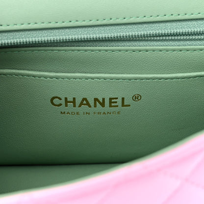 Chanel Lambskin Quilted Mini Top Handle Rectangular Flap Lilac Light Green 6 of 10