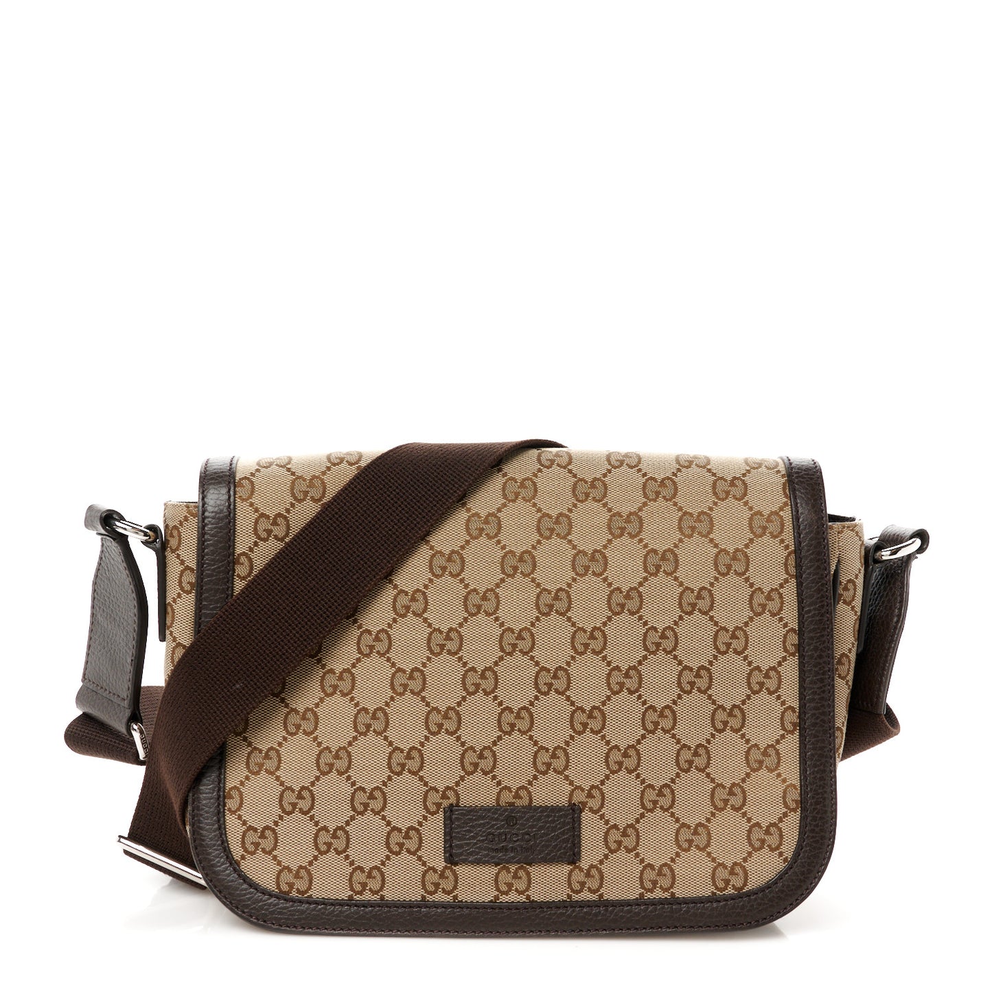 Monogram Flap Messenger Bag Beige Dark Brown