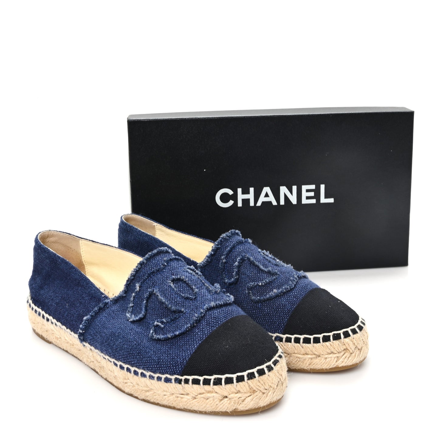 Denim Toile CC Espadrilles 37 Navy Black