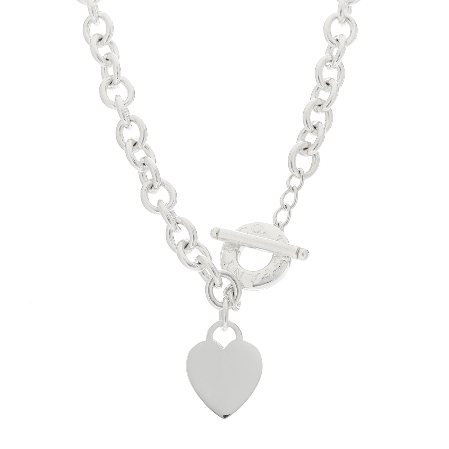 Sterling Silver Heart Tag Toggle Necklace