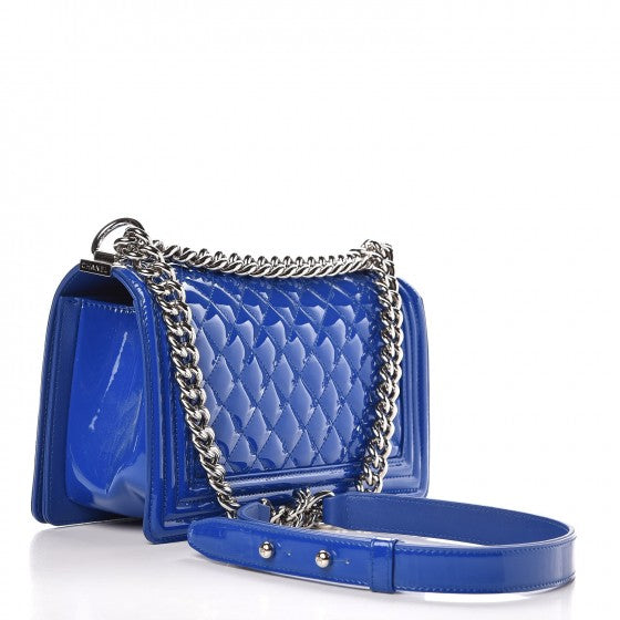 Chanel Patent Calfskin Medium Plexiglass Boy Flap Blue 3 of 7