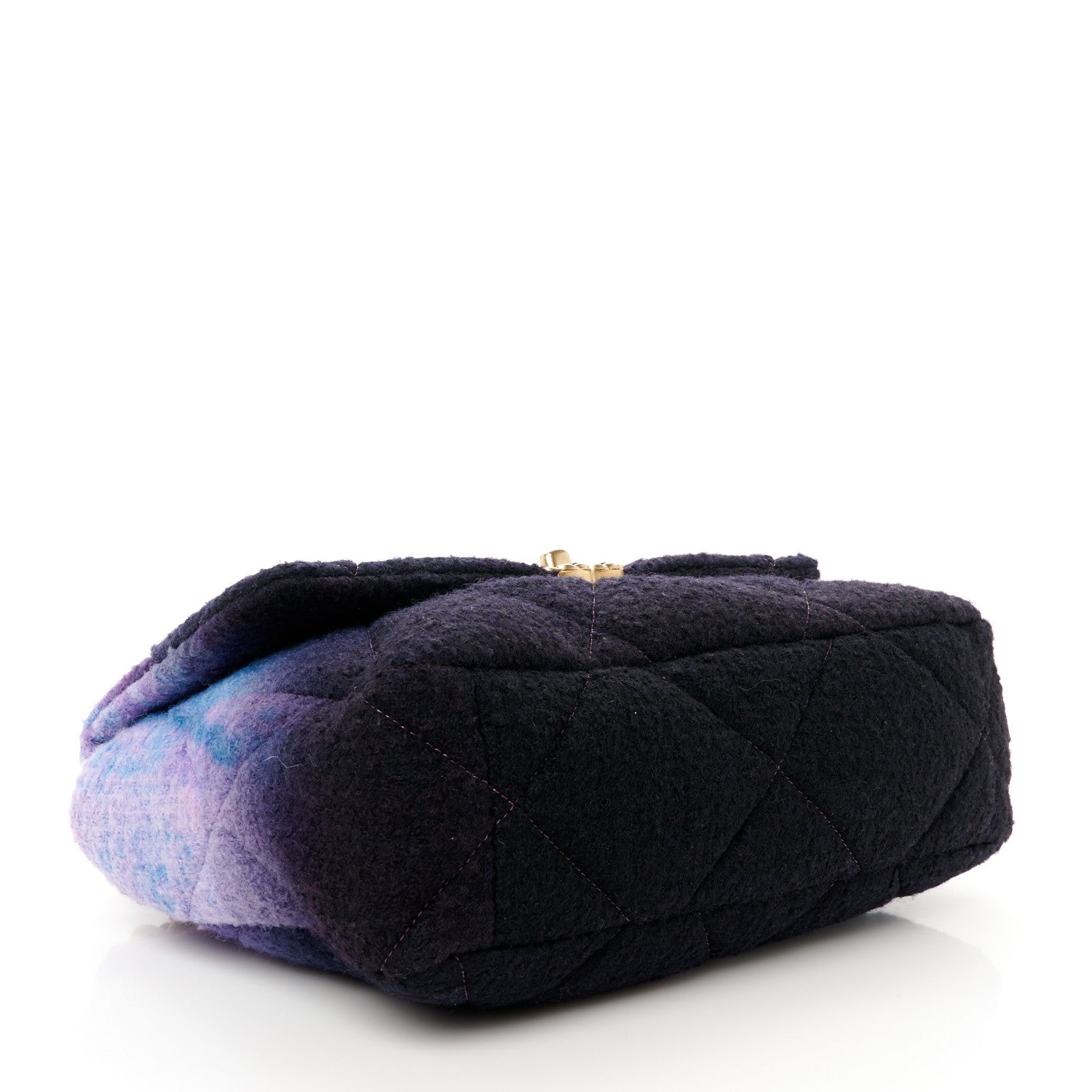 Chanel Wool Tweed Quilted Large Chanel 19 Flap Purple Black Blue 4 of 10