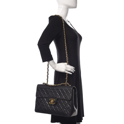 Chanel Lambskin Quilted XL Jumbo Single Flap Black 2 of 15