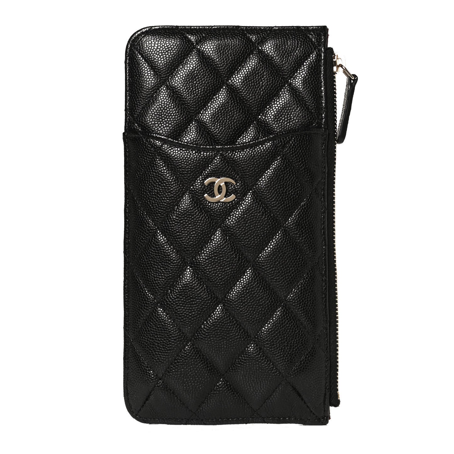 Caviar Quilted Classic Flat Wallet Pouch Black