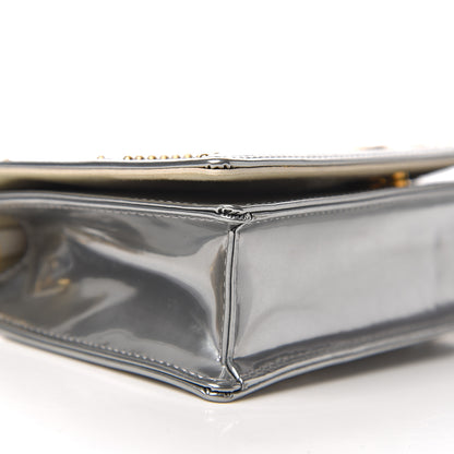 Christian Dior Metallic Patent Studded Diorama Top Handle Wallet on Chain Pouch Silver 11 of 12