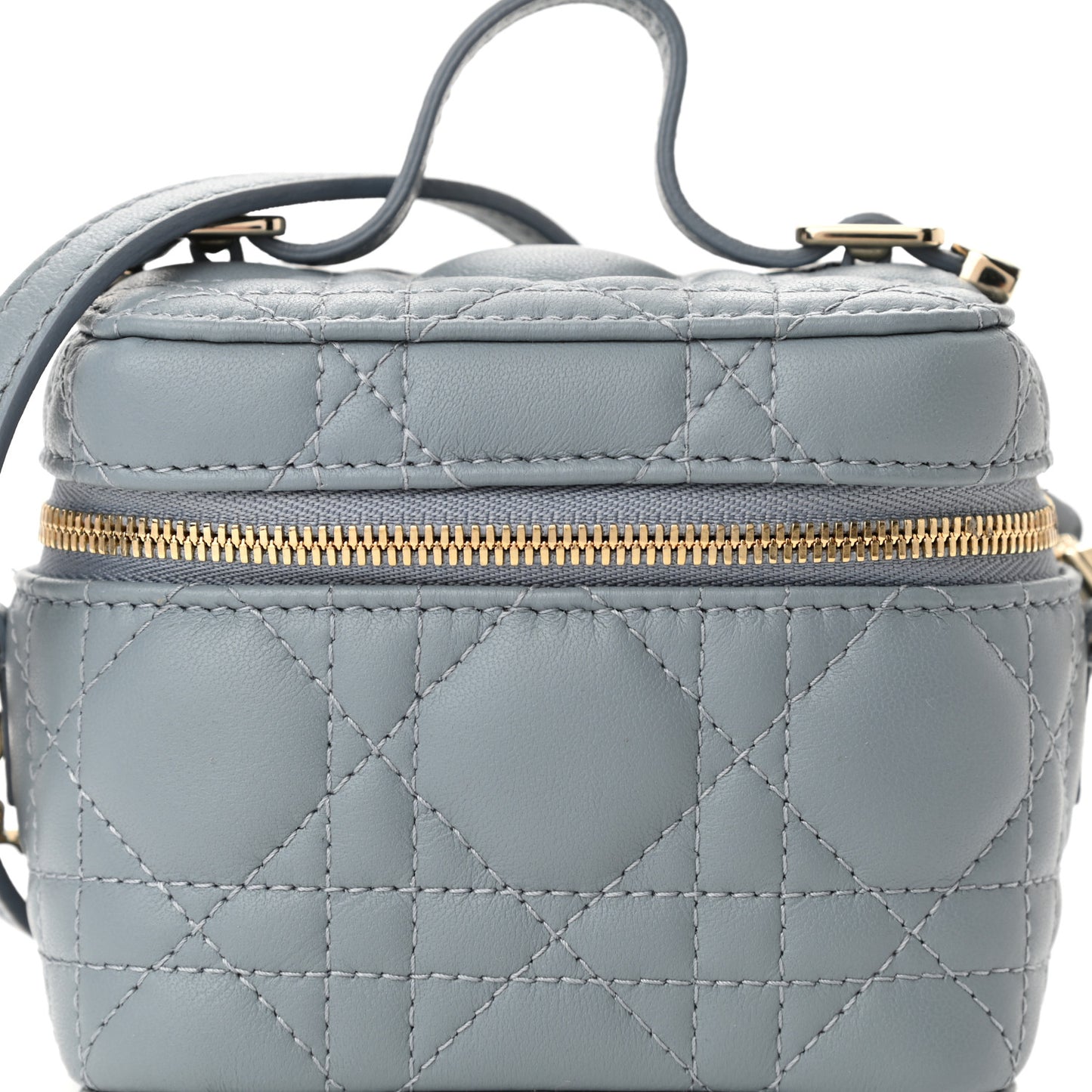 Lambskin Cannage Micro Lady Dior Vanity Case Light Blue