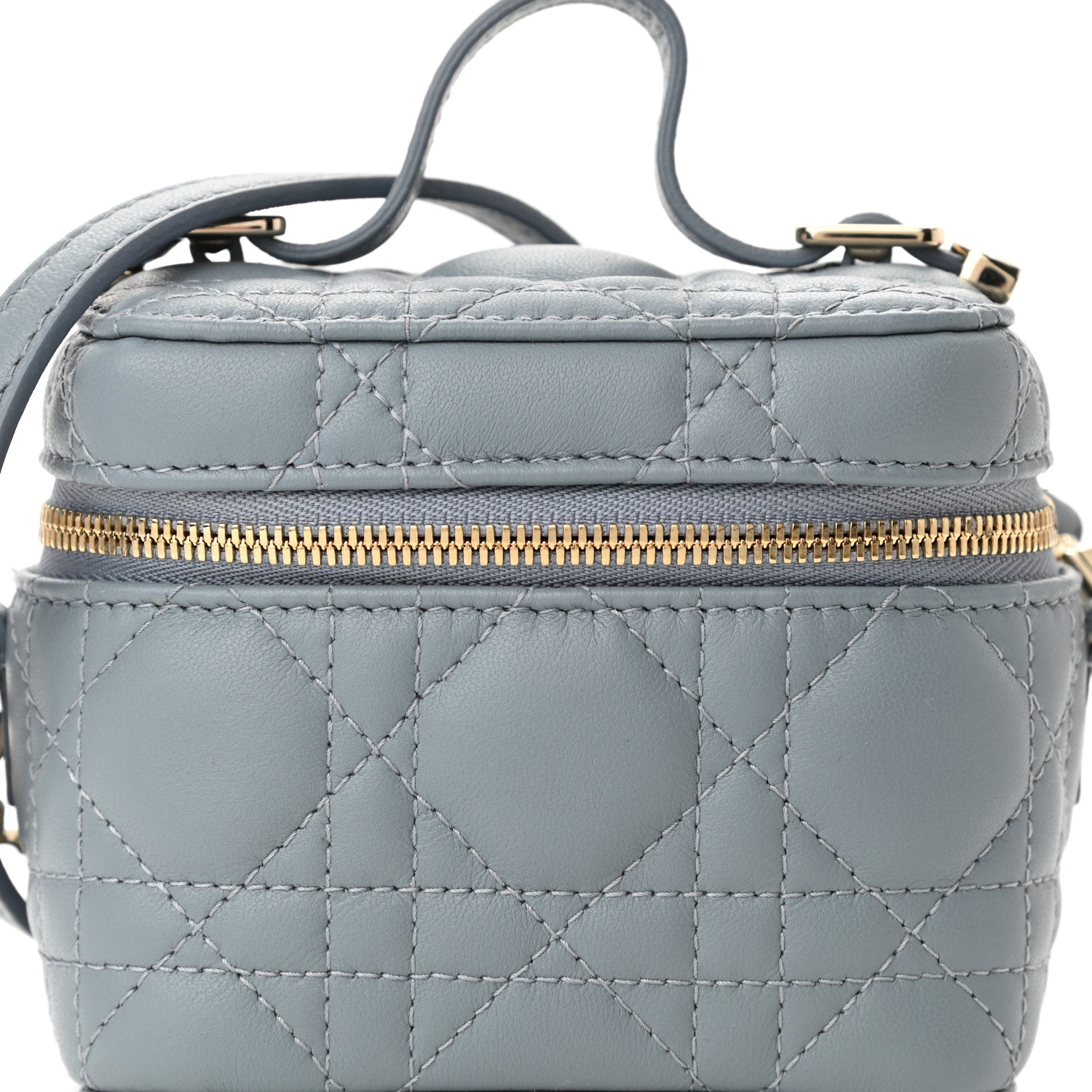 Christian Dior Lambskin Cannage Micro Lady Dior Vanity Case Light Blue 7 of 10