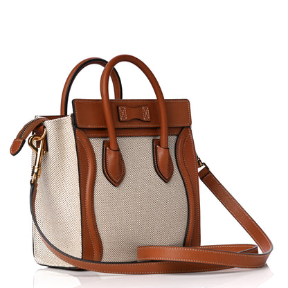 Celine Textile Smooth Calfskin Nano Luggage Tan White 2 of 9