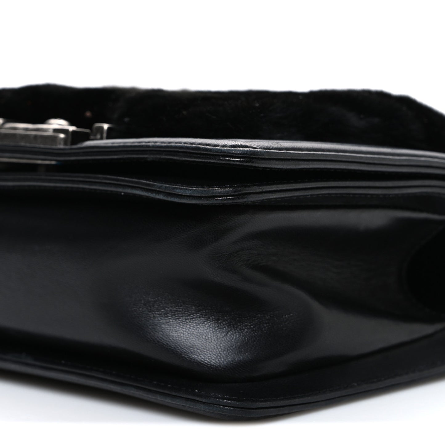 Orylag Rabbit Fur Calfskin Small Boy Flap Black