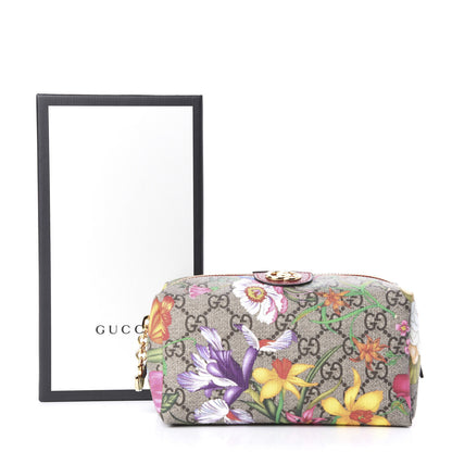 Gucci Soft GG Supreme Monogram Flora Calfskin Medium Ophidia Cosmetic Case Beige Ebony Multicolor Rosso 10 of 10
