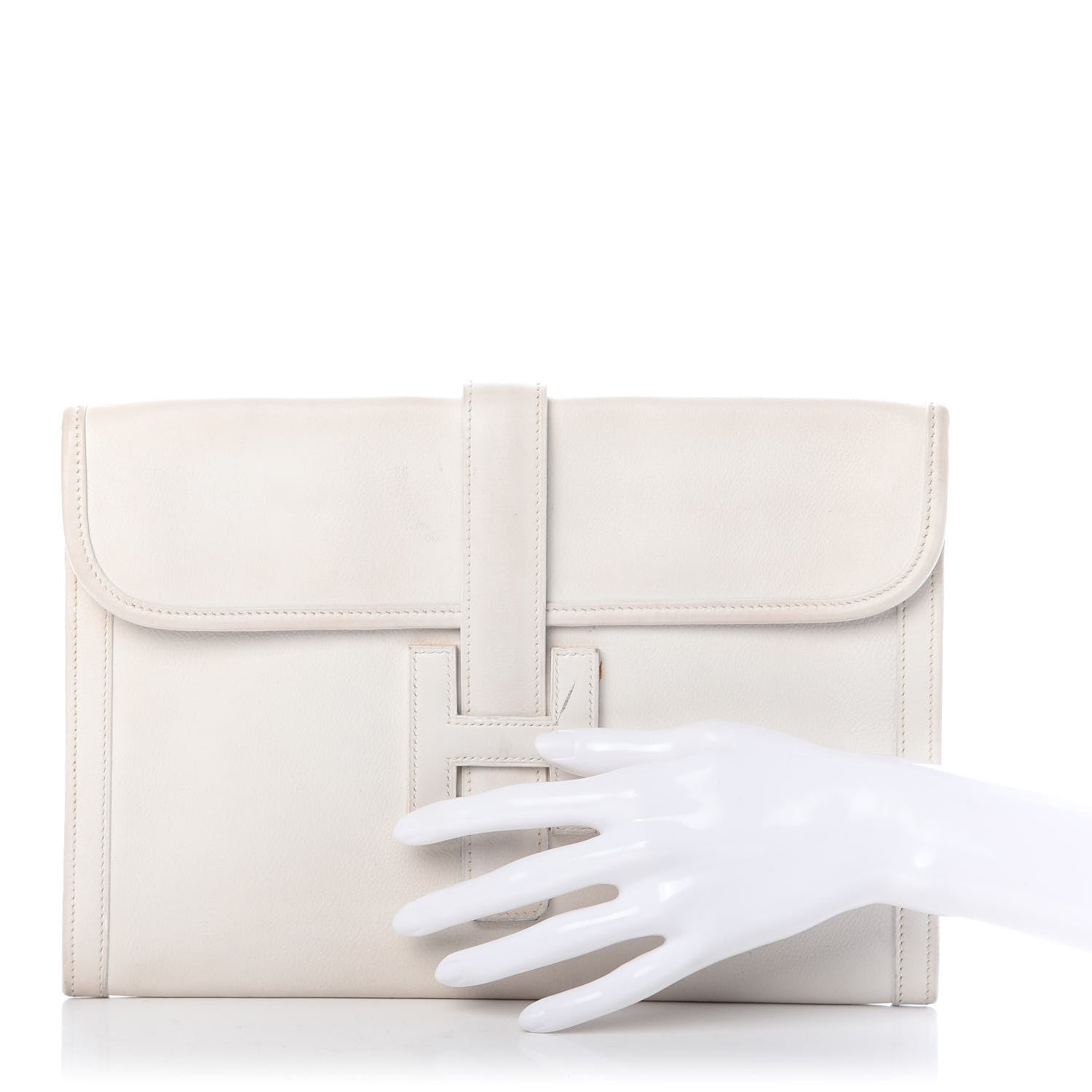 Hermes Evergrain Jige PM Clutch White 3 of 12