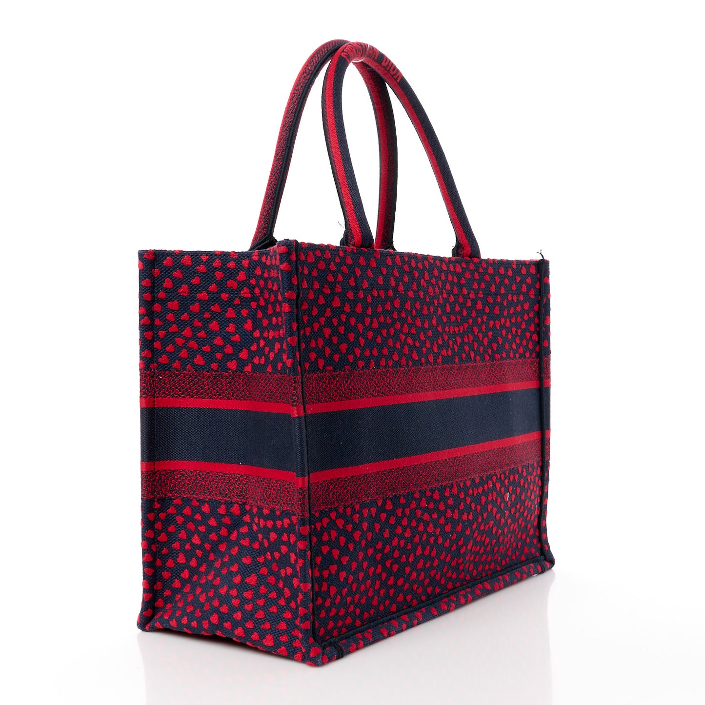 Canvas Embroidered Pop Heart I Love Paris Medium Book Tote Red Multicolor