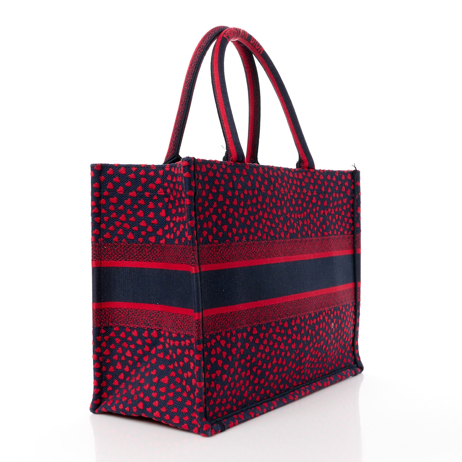 Christian Dior Canvas Embroidered Pop Heart I Love Paris Medium Book Tote Red Multicolor 3 of 12
