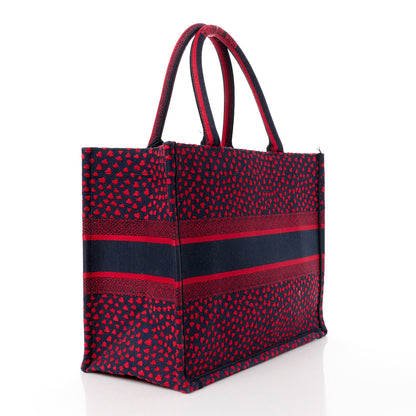 Christian Dior Canvas Embroidered Pop Heart I Love Paris Medium Book Tote Red Multicolor 3 of 12