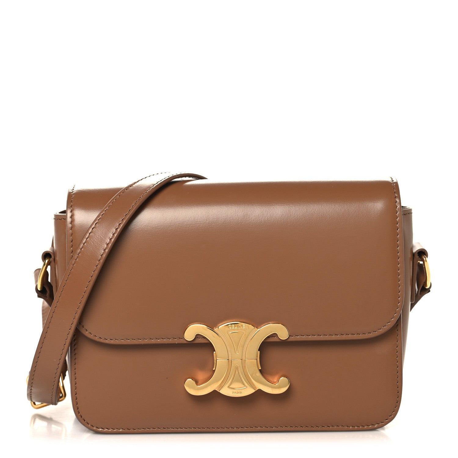 Celine Shiny Calfskin Teen Triomphe Bronze 1 of 10