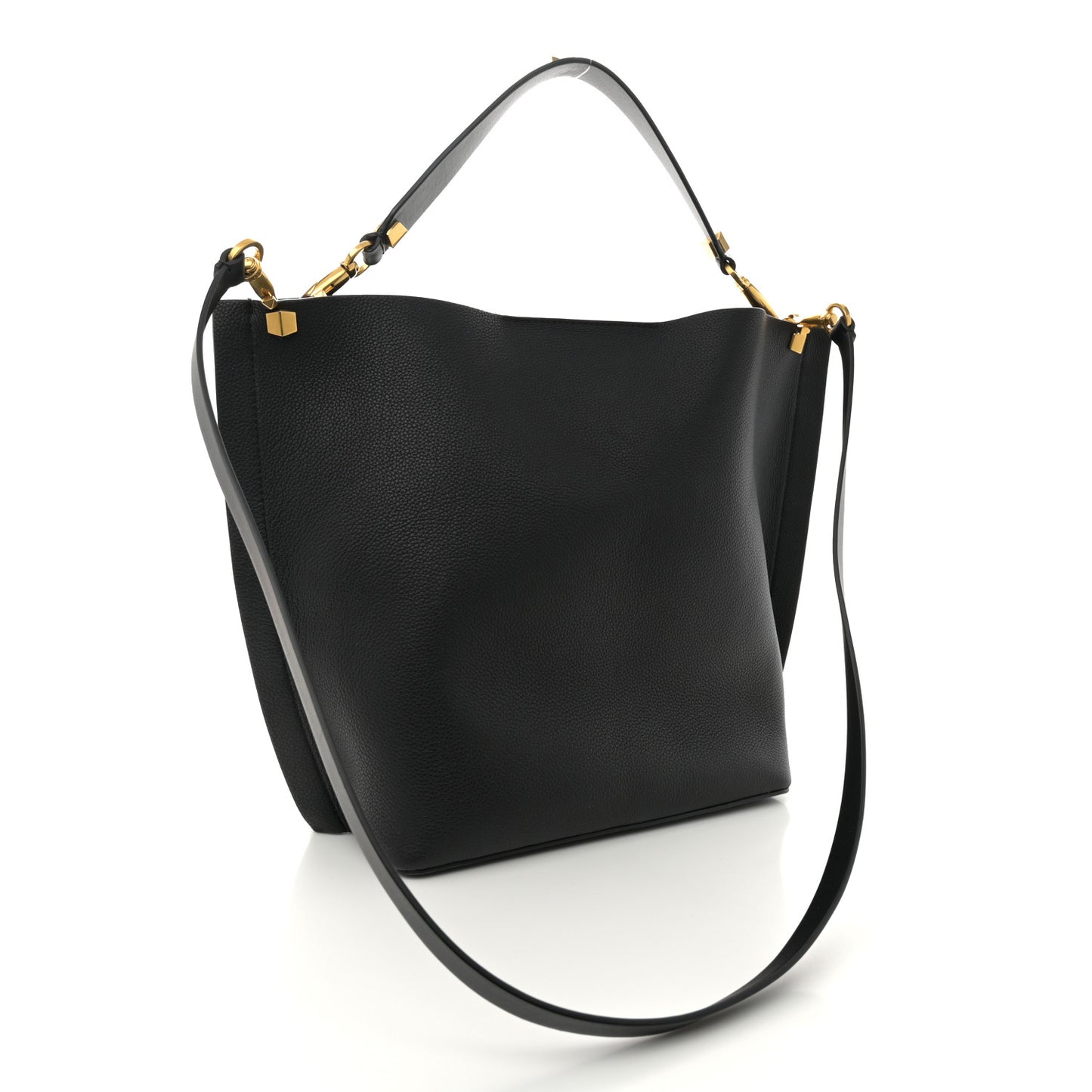Grainy Calfskin VLogo Escape Hobo Bag Black