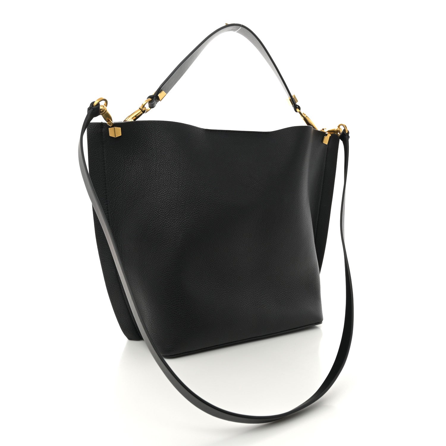 Valentino Garavani Grainy Calfskin VLogo Escape Hobo Bag Black 4 of 13