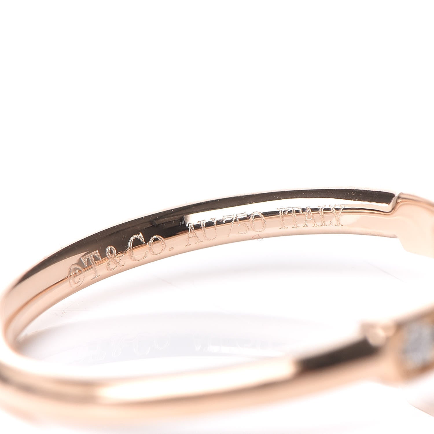 Tiffany 18K Rose Gold Diamond T Wire Ring 46 3.75 5 of 6